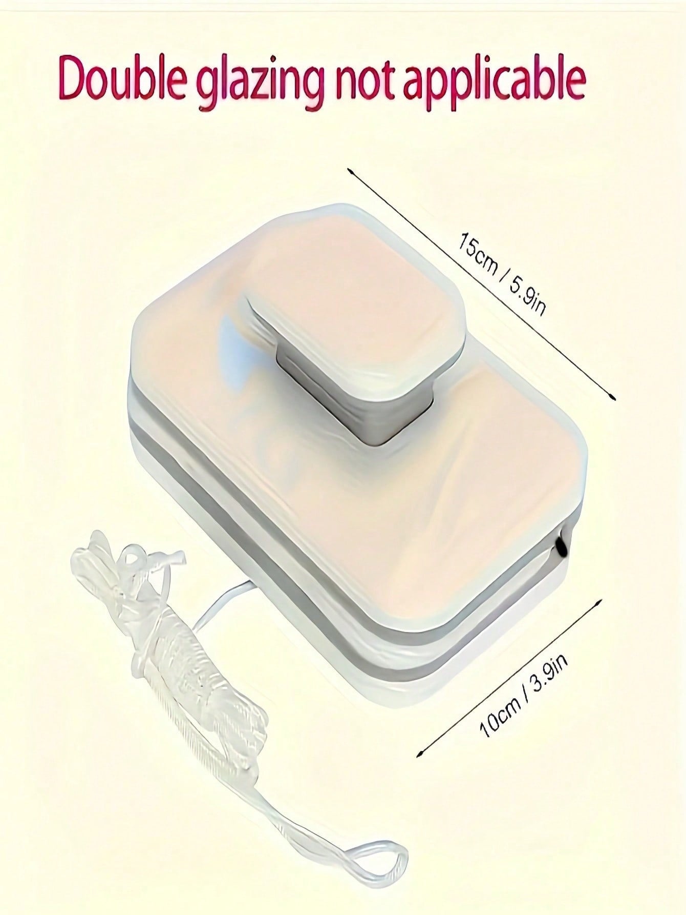 Unbranded 1 Piece Magnetic Double Sided Window Wiper, 3.9 Inch Blade, Glass Cleaning Tool Set with Extends to 5.9 Inch, White, 1 Count