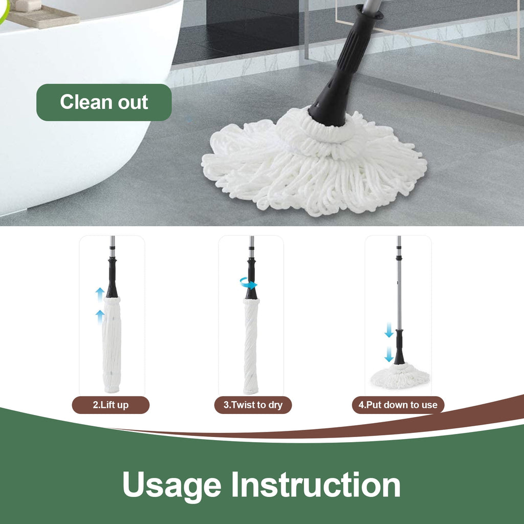 Mop for Floor Cleaning with 2 Reusable Heads, 57.5 inch Silver Long Handle, White Color - Image 5
