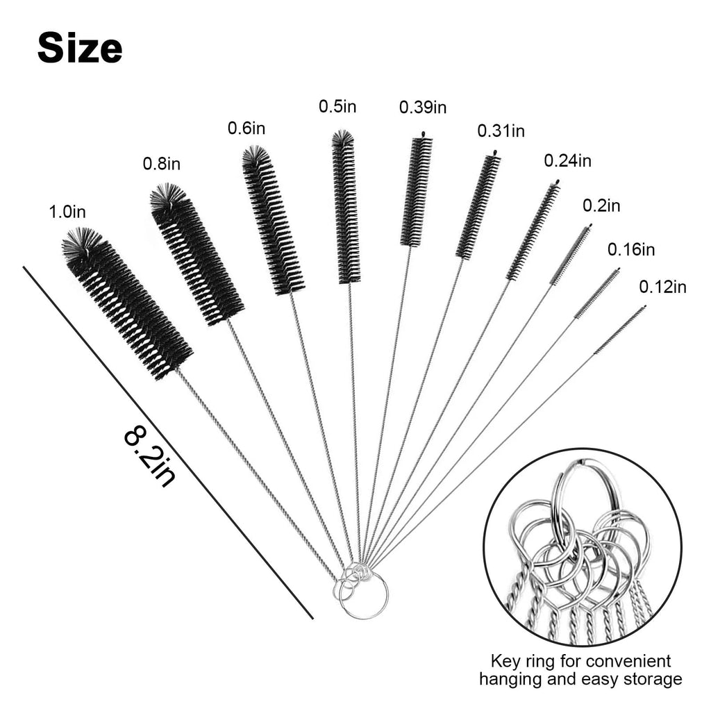 10pcs Cleaner Brush Kit, 8.2inch Long Cleaners, Nylon Pipe Tube Cleaning Brush, Brush Variety Pack, Tube Brushes Pipe... - Image 2