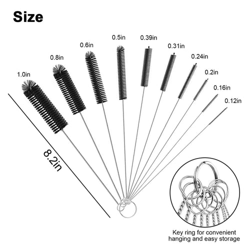 10pcs Cleaner Brush Kit, 8.2inch Long Cleaners, Nylon Pipe Tube Cleaning Brush, Brush Variety Pack, Tube Brushes Pipe... - Image 2
