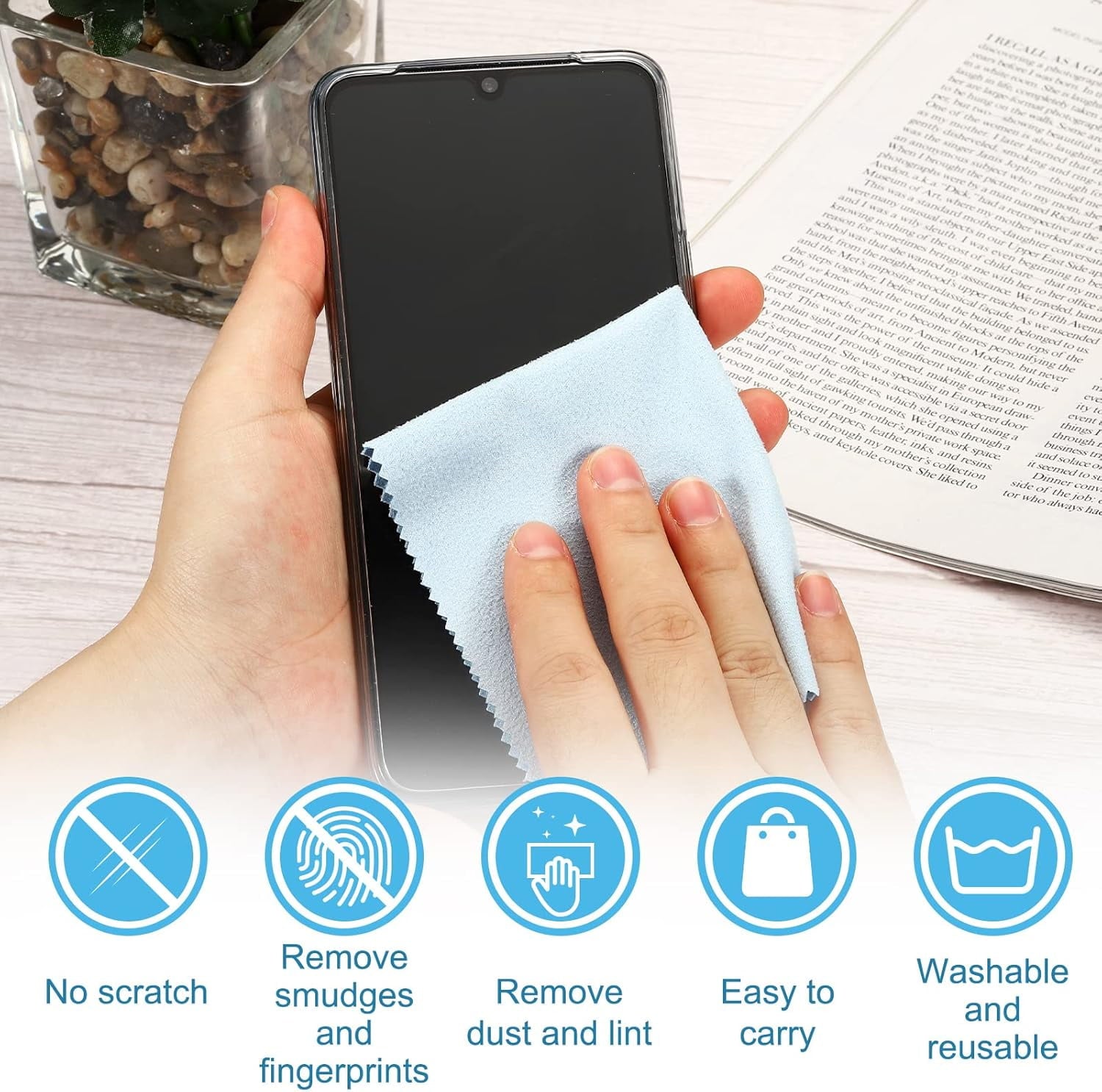 Cloth 7"x6", 24 Pcs Glasses Cloth Soft Suede Wipe Screen Cloth for Camera Lens es Screens in Individual Vinyl Pouch, ... - Image 4
