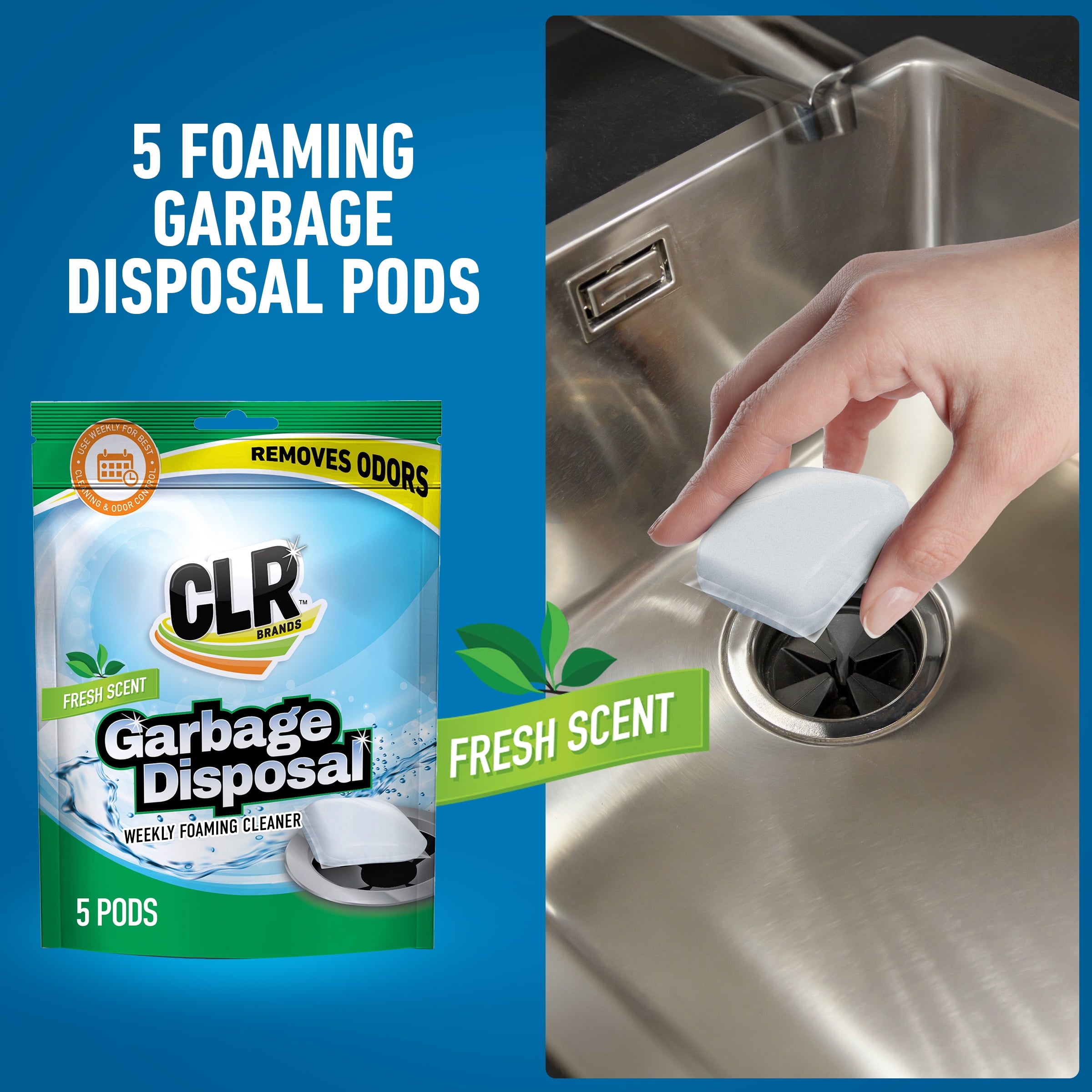 Fresh and Clean Garbage Disposal Cleaner Pods, 5 Ct, Fresh Scent