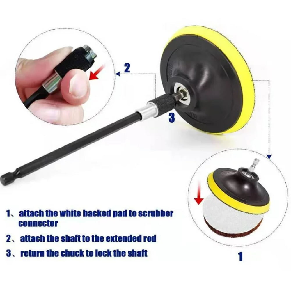 brush Scrubber Bathroom Cleaning Kit, with Pad Sponge and Extend Attachment, 12 Pieces Brush Attachment Set, for Clea... - Image 6