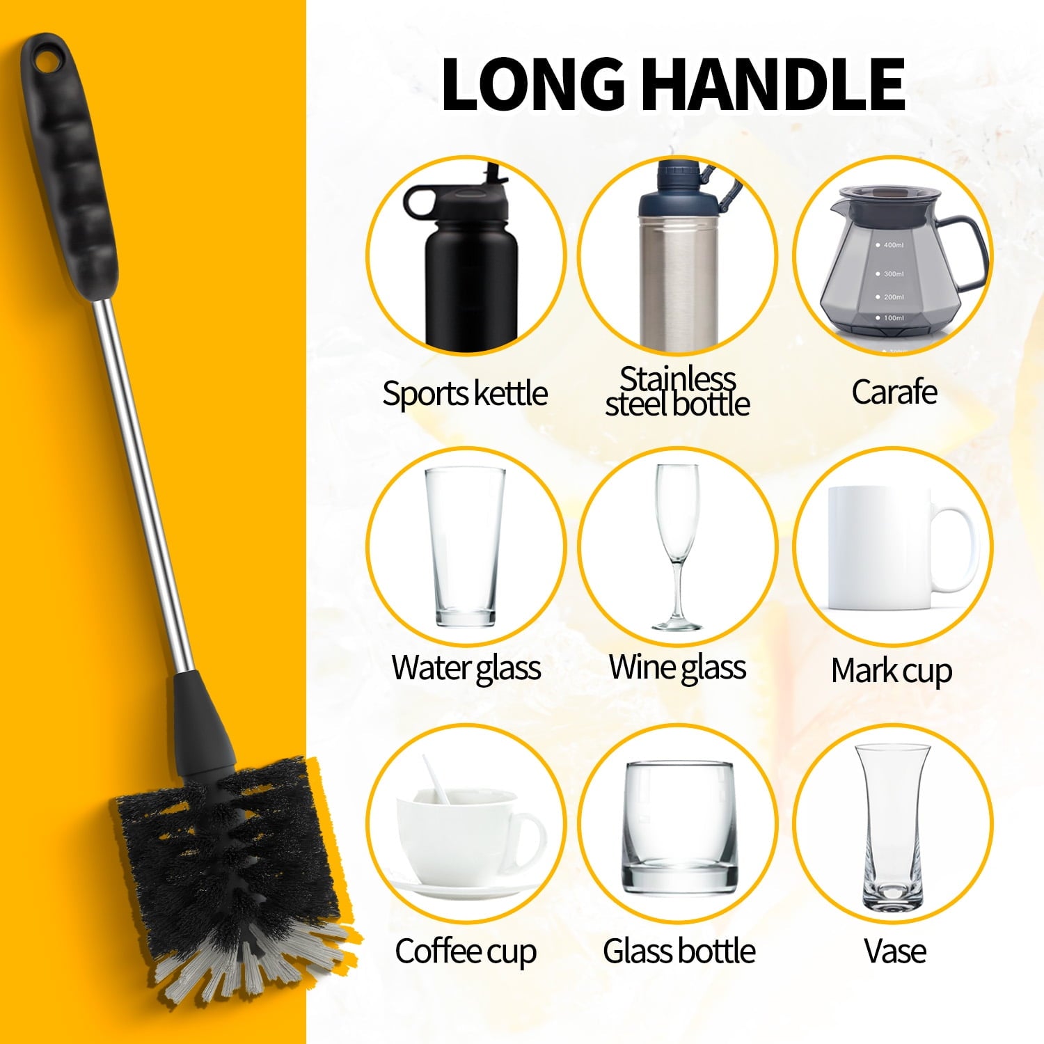 Long Handle Cleaner,3-in-1 Cleaning for Mugs,Straws,5Pack Black - Image 3